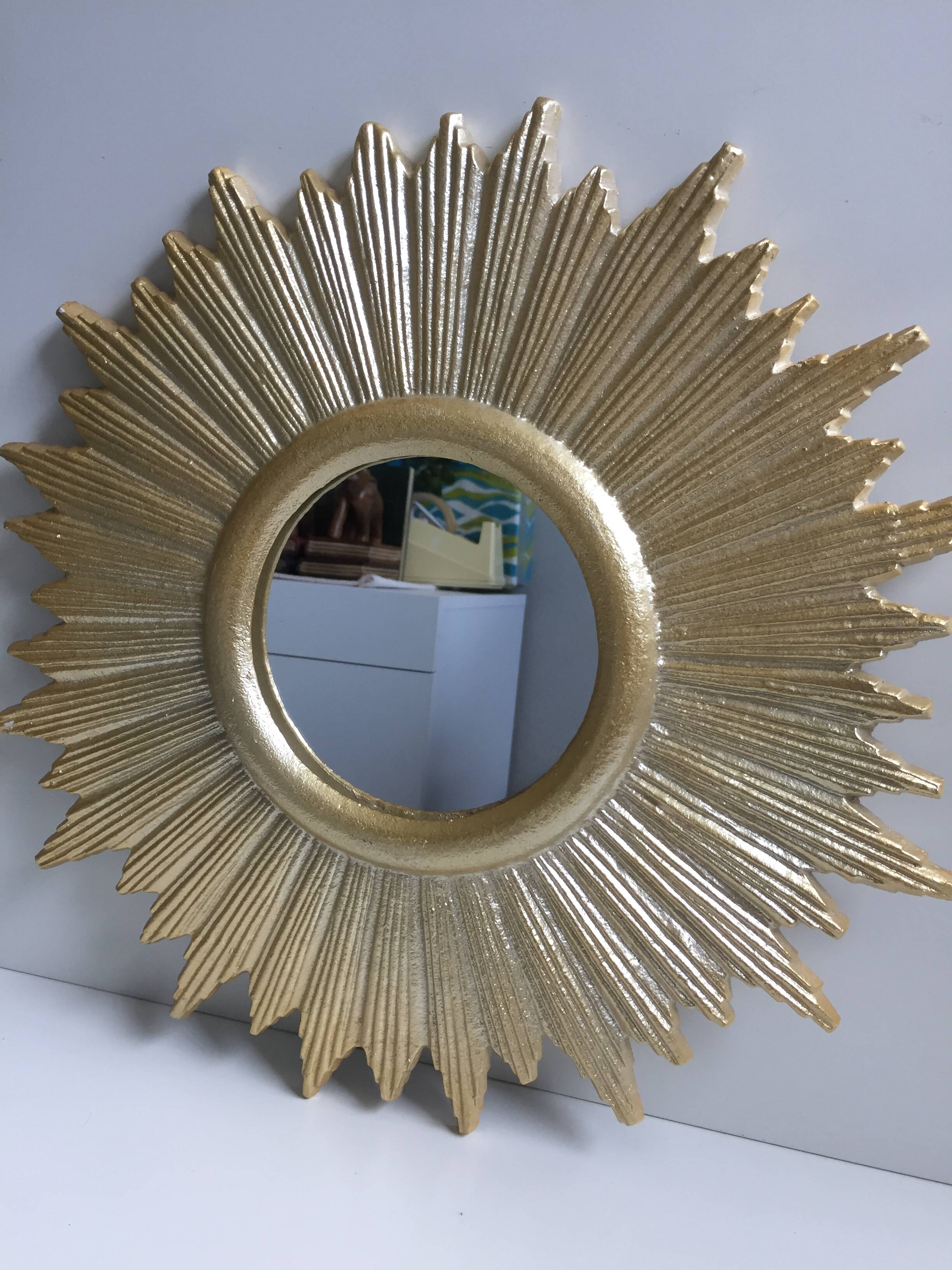 Golden wall sun mirror design baroque modern contemporary style