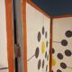 Old screen, reupholstered in linen with recent decorative paint.