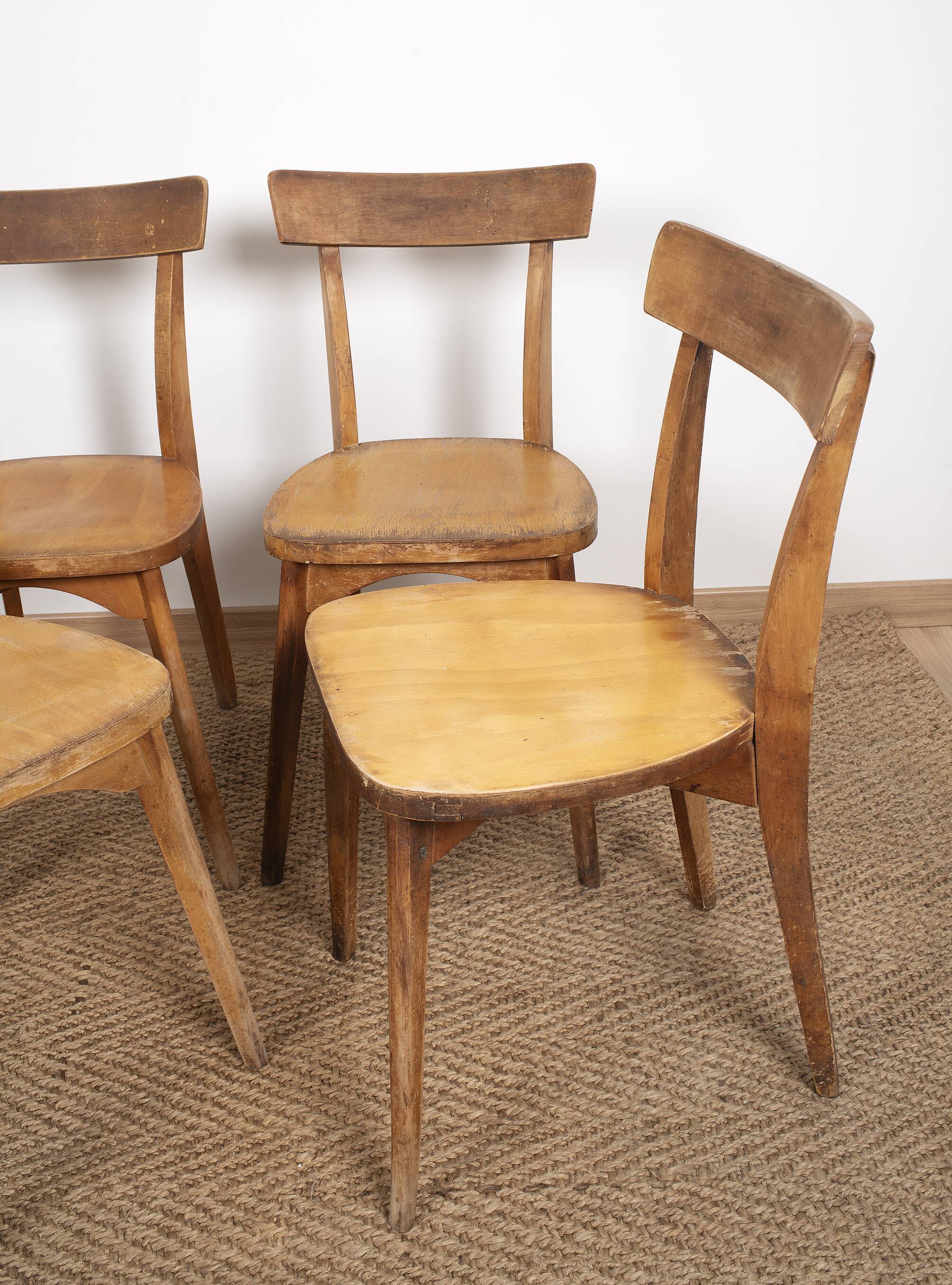 Ensemble de 4 chaises de bistrot luterma, estampillées