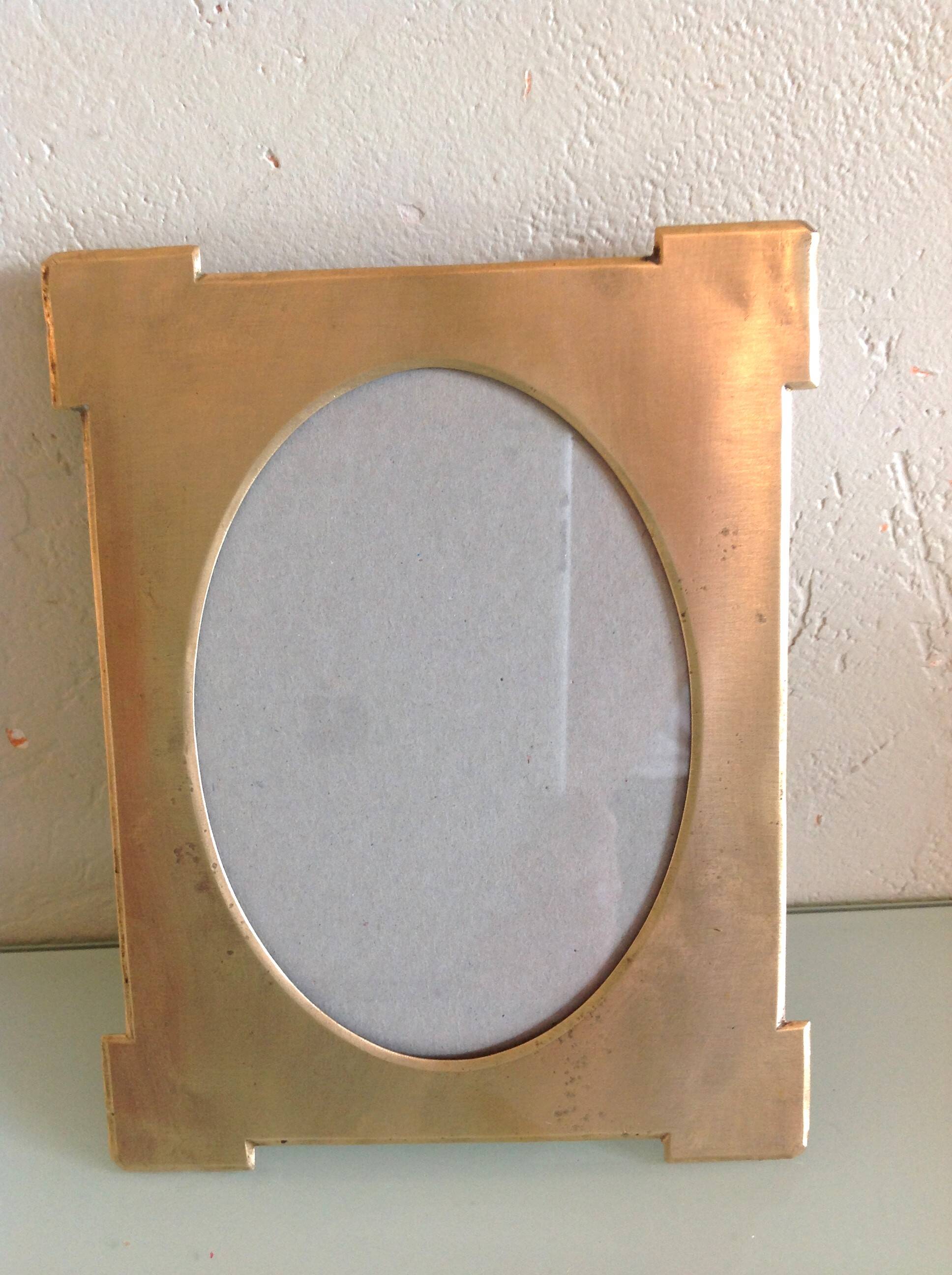 Brushed brass photo frame art deco style / 30s-40s