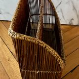 Vintage rattan magazine rack