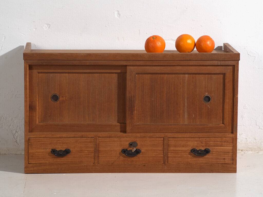 Old low cabinet with sliding doors – Taishō / Showa period (c. 1920-1970) #12