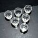 Lot de 6 verres à liqueur ancien gravé à l'acide - décor de nœuds et guirlandes de fleurs 1900