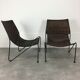 Pair of rattan and steel wire armchairs by frederick weinberg