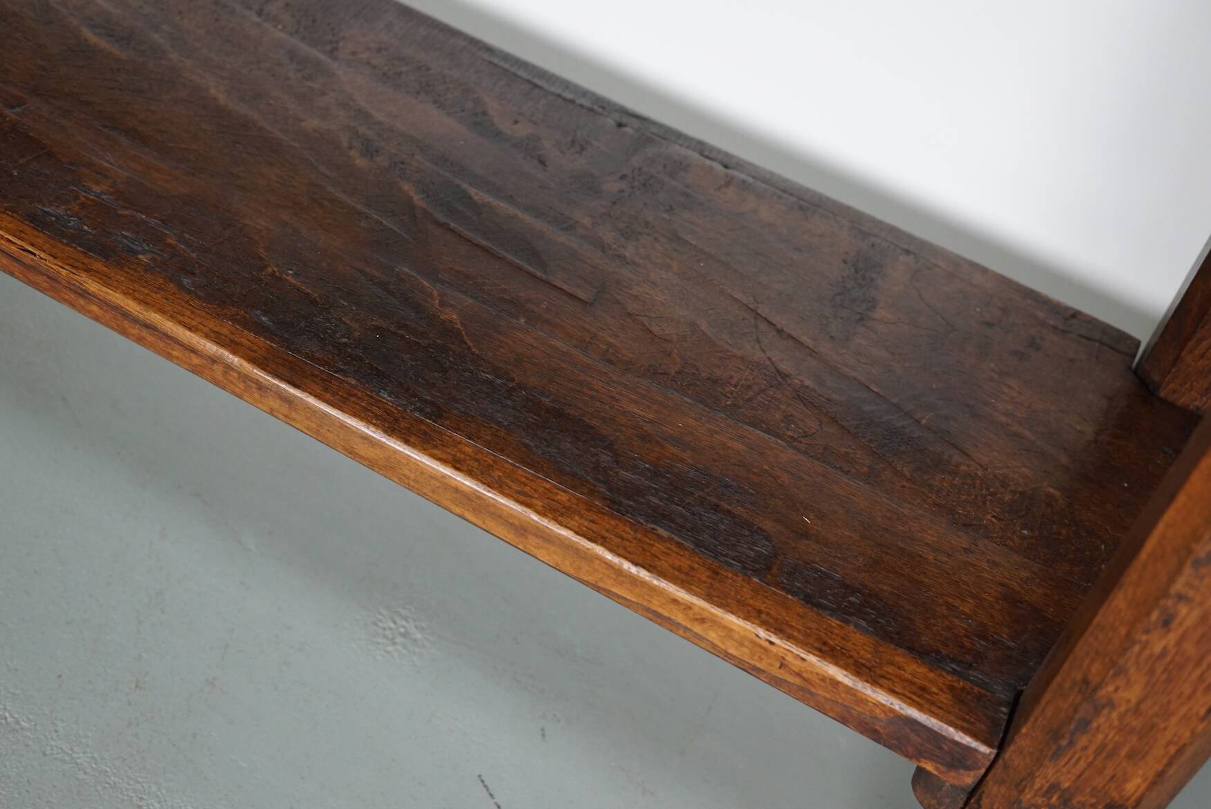 Antique French Rustic Farmhouse Oak Side Table, 19th Century