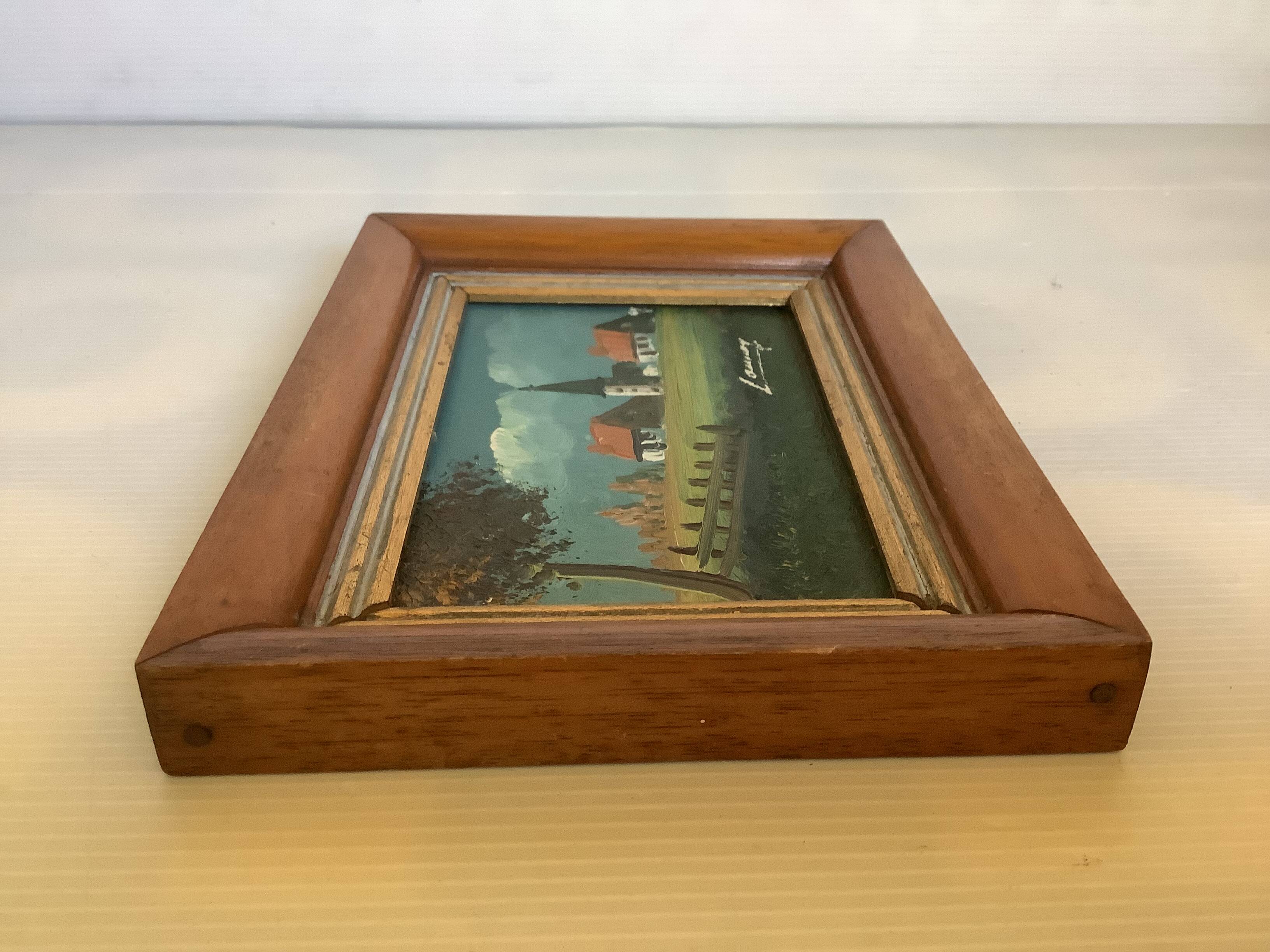 Small landscape painting, oil on panel, signed