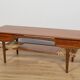 Mid-Century Teak & Rattan Coffee Table, Denmark, 1960s