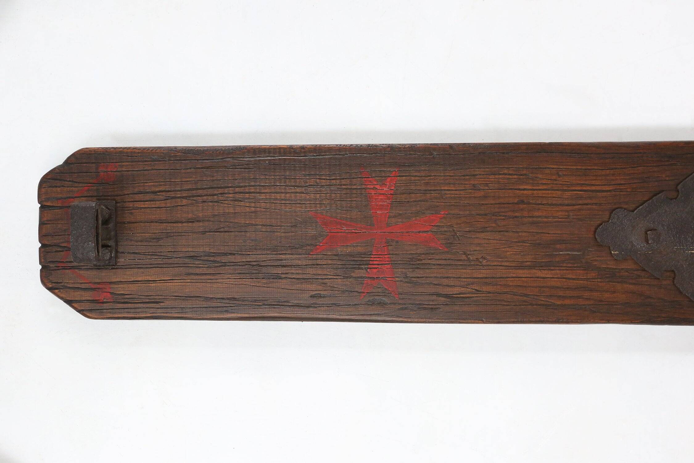 French 20th Century Large Wrought‑Iron Medieval Revival Wall Lamp with Swor