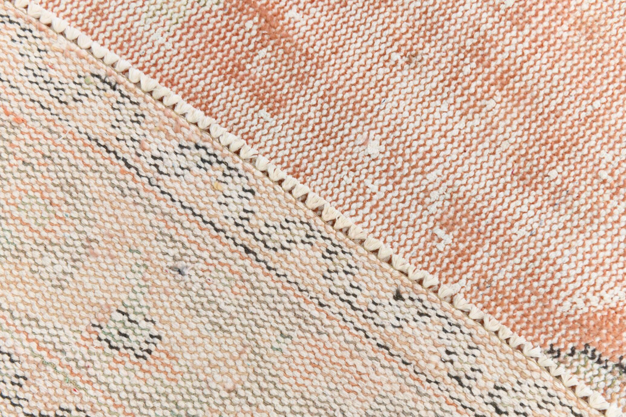 Blush Pink Muted Turkish Vintage Handmade Wool Carpet Rug, 191x316 Cm