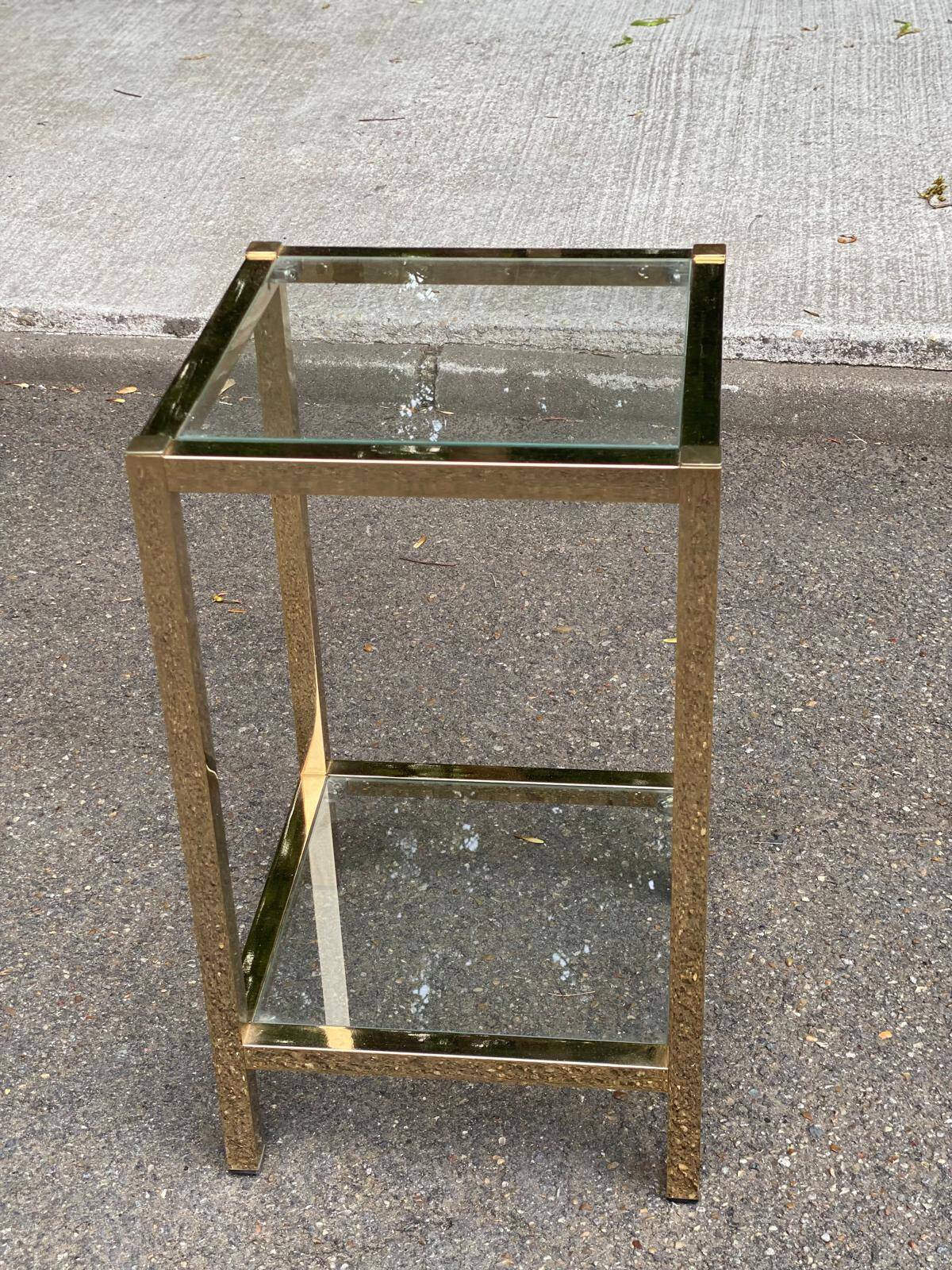 2 bedside tables, end tables in brass and transparent glass Maison Ja