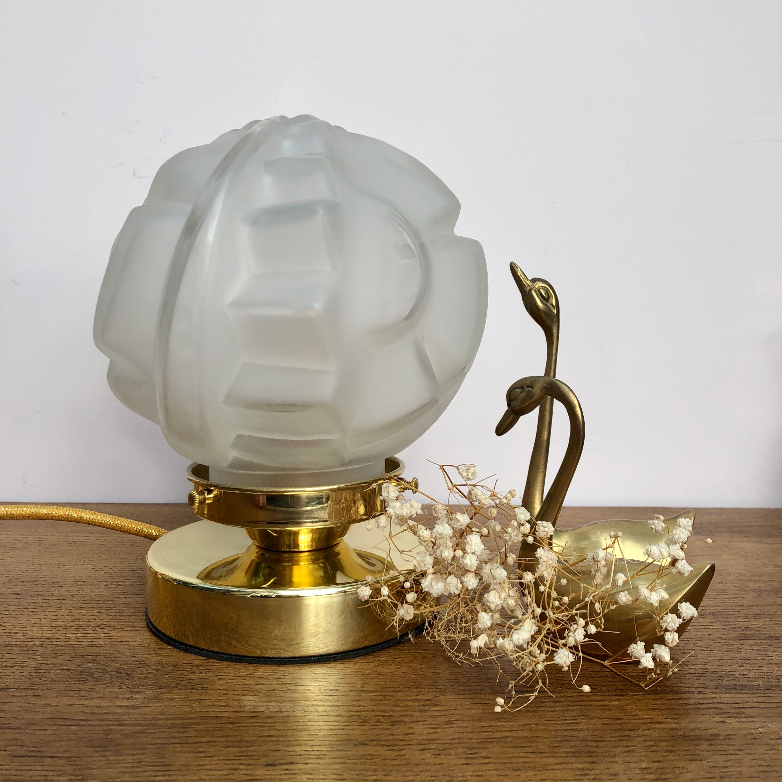 Vintage art deco globe installation lamp