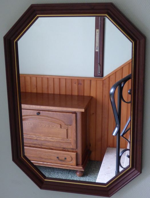 Solid wood mirror with gilded metal edging 47.50x 67 cm