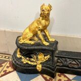 19th century dog fireplace andiron
