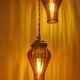 Duo of brown smoked glass portable lamps