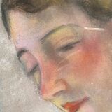 Tableau Pastel "Portait de femme", vers 1950 post cubiste