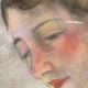 Pastel painting "Portrait of a woman", circa 1950 post cubist