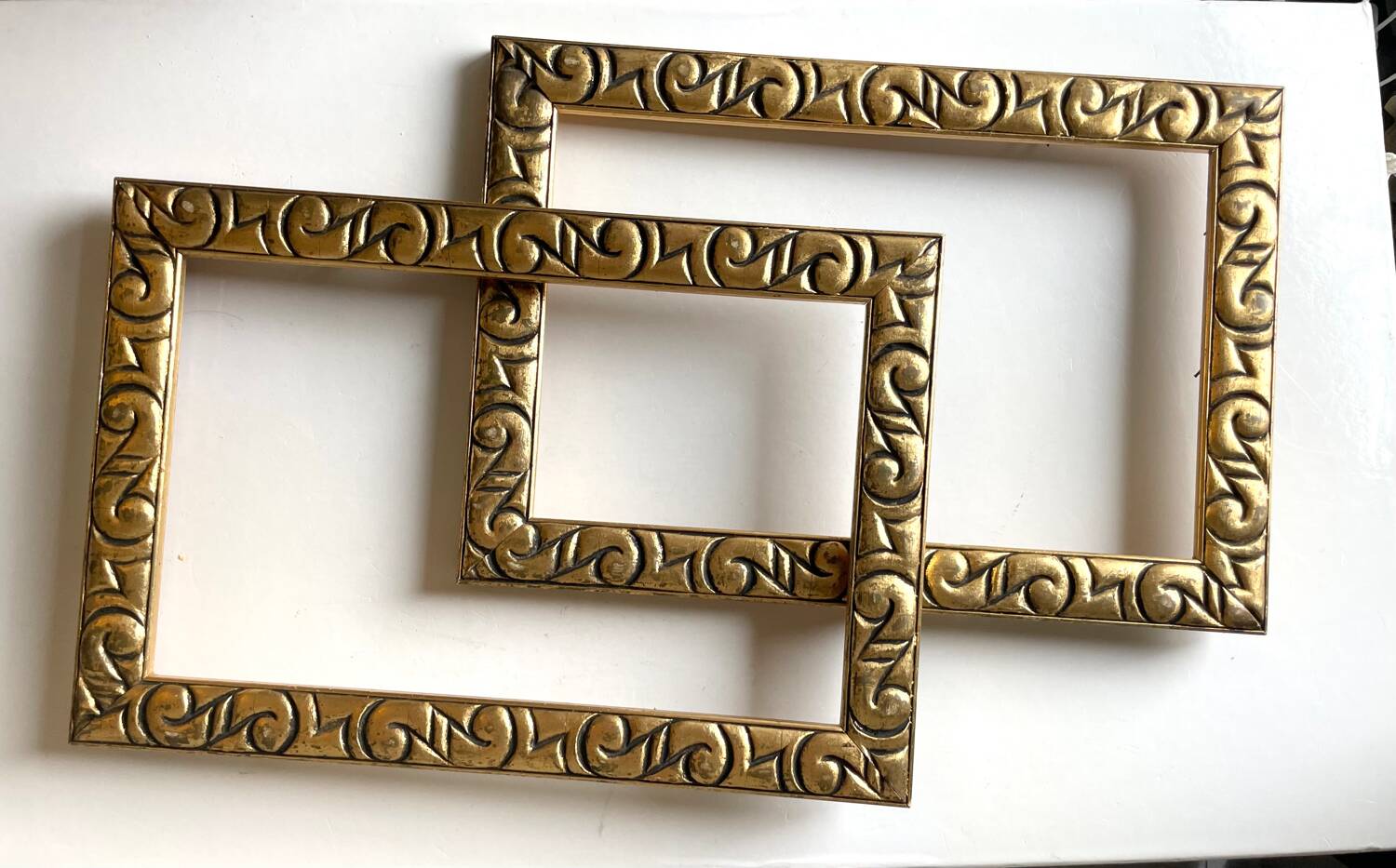 Pair of antique art nouveau gilded wooden  frames