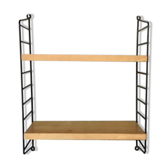 Modular wall shelf Nils Nisse Strinning wood and metal - 1960