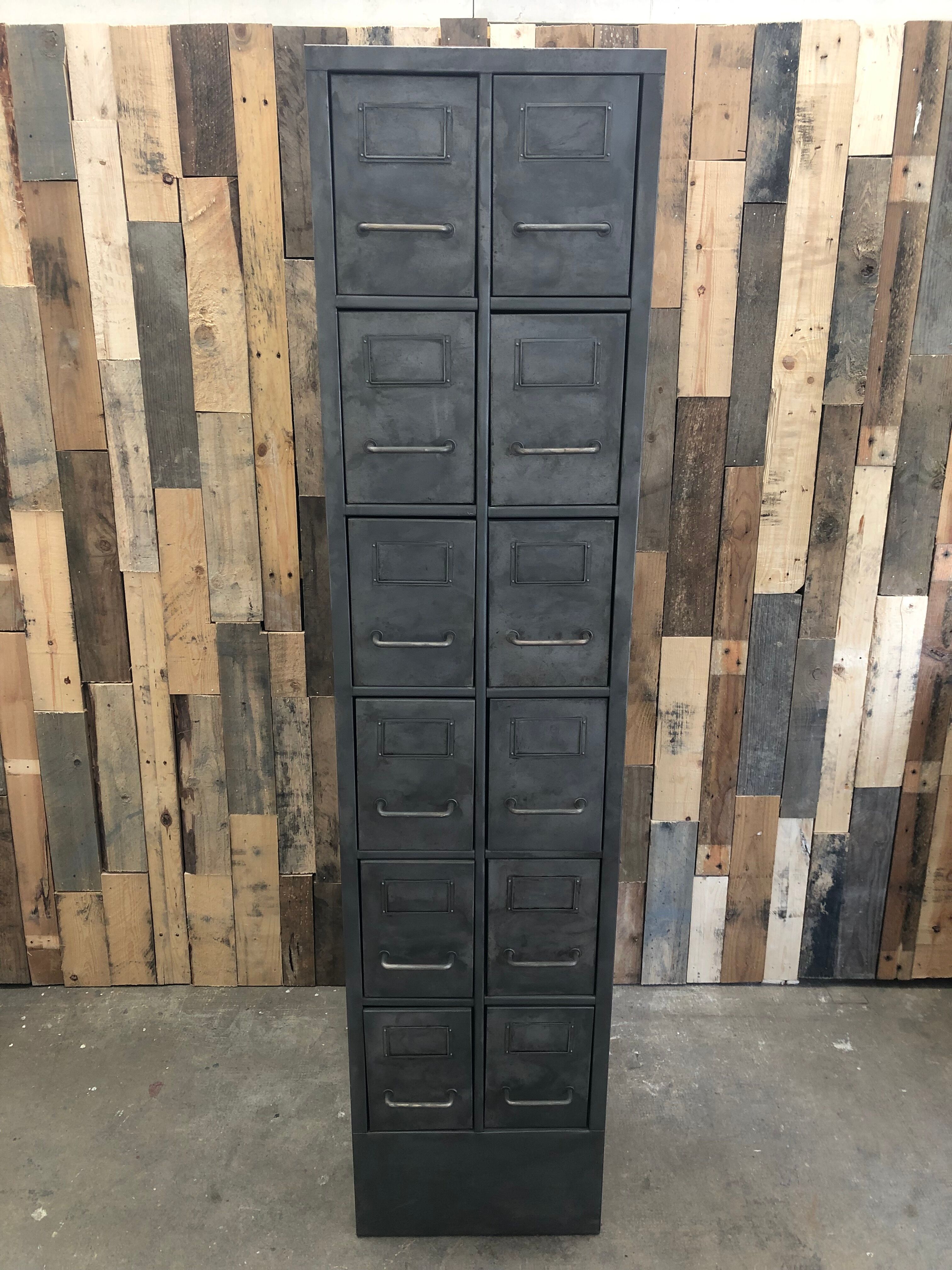 Industrial wine rack storage unit metal drawers column