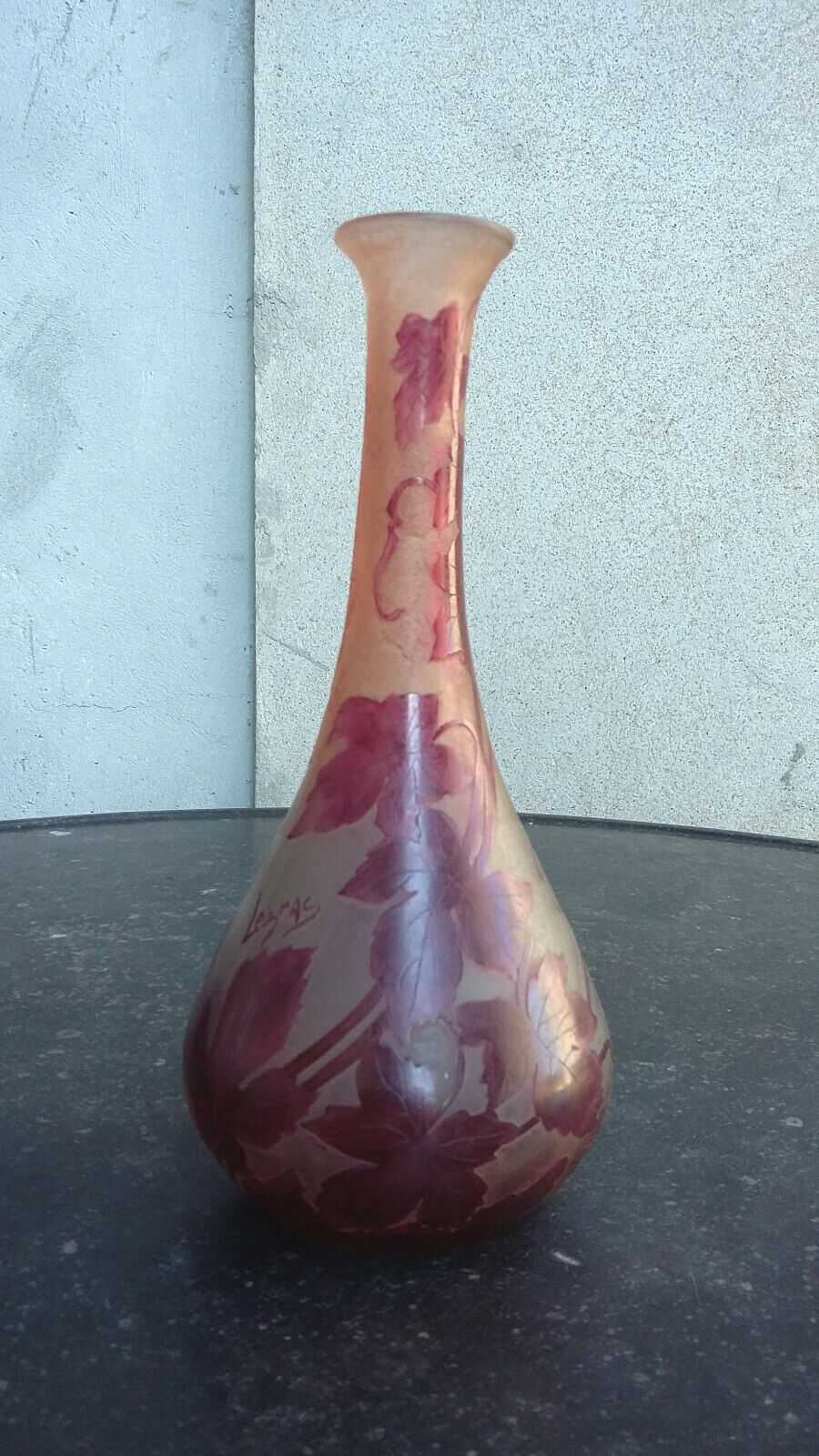 Soliflore Legras vase decorated with vine leaves