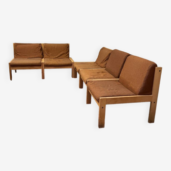 Set 5 chauffeuse / fauteuil et table basse vintage Baumann ep 70/80