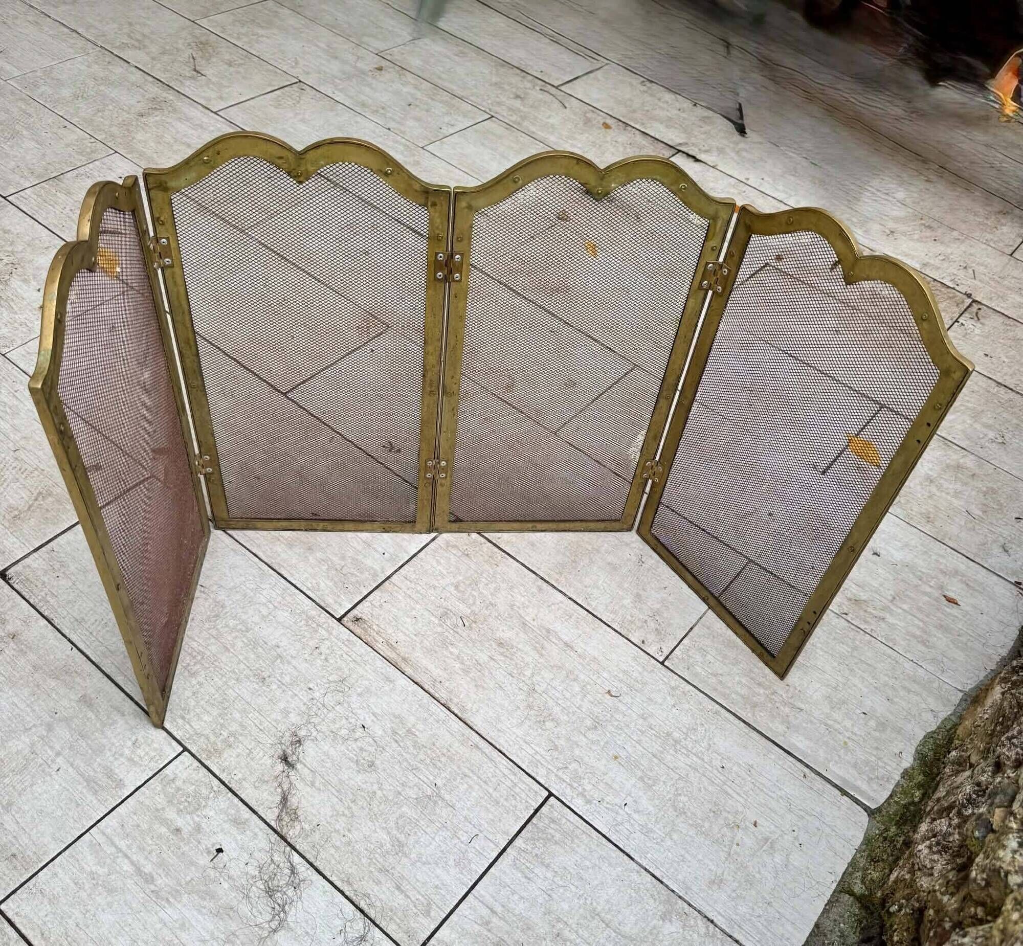 Vintage brass fireplace screen