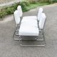 4 chauffeuses formant canapé modulable. acier, simili-cuir, années 70
