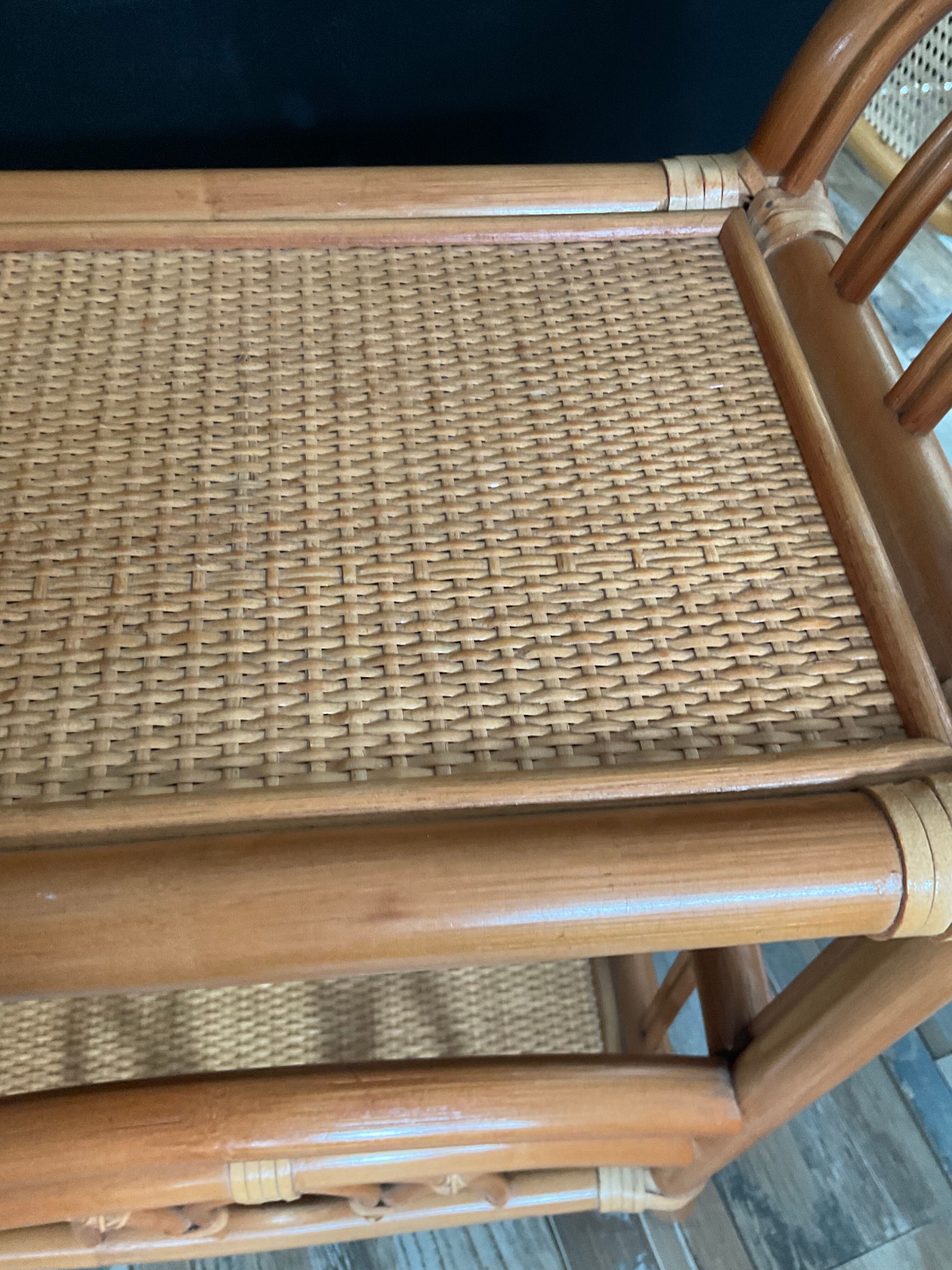 Vintage rattan side table from the 70s