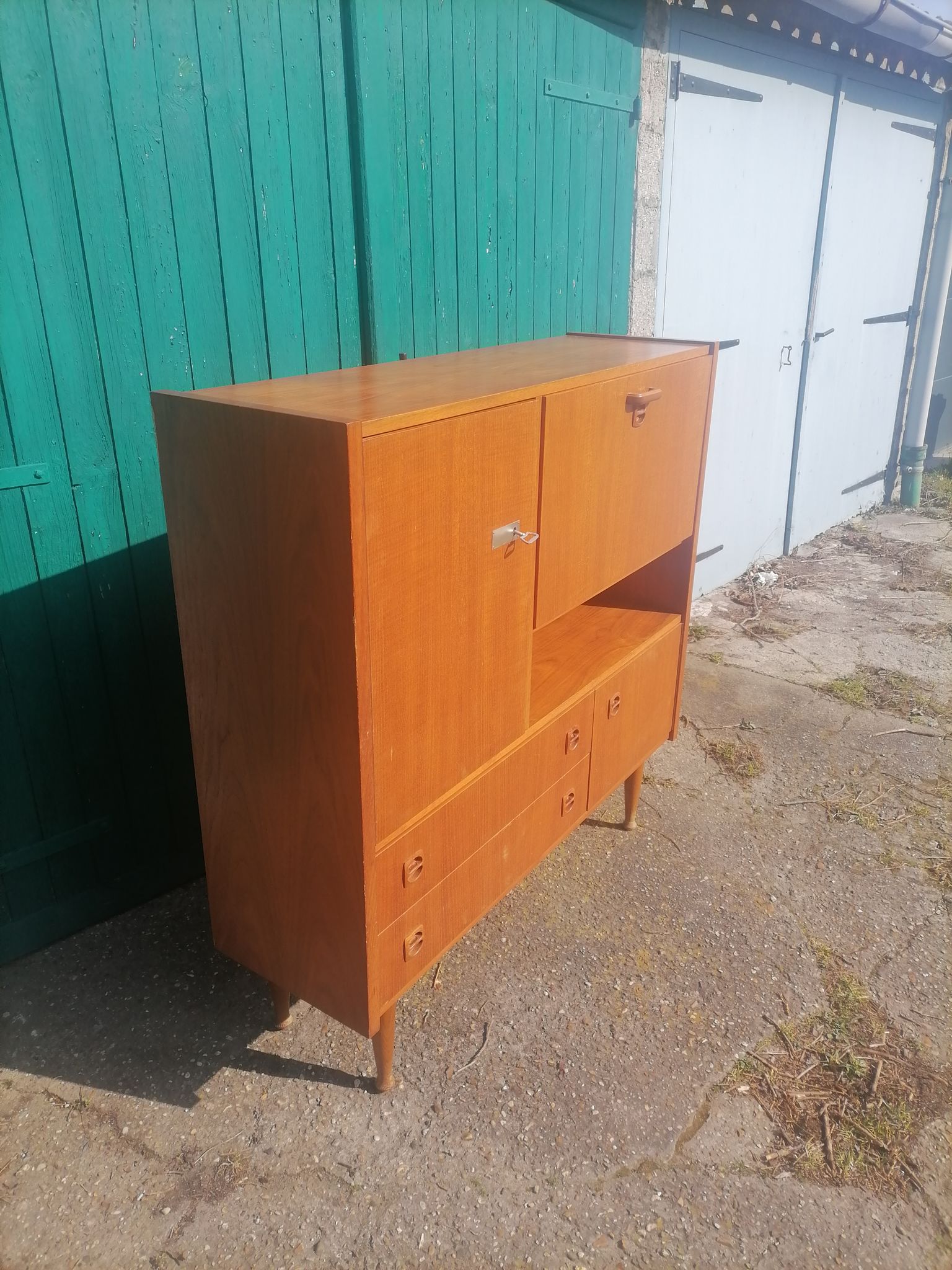 Old buffet furniture Scandinavian secretary wood vintage teak