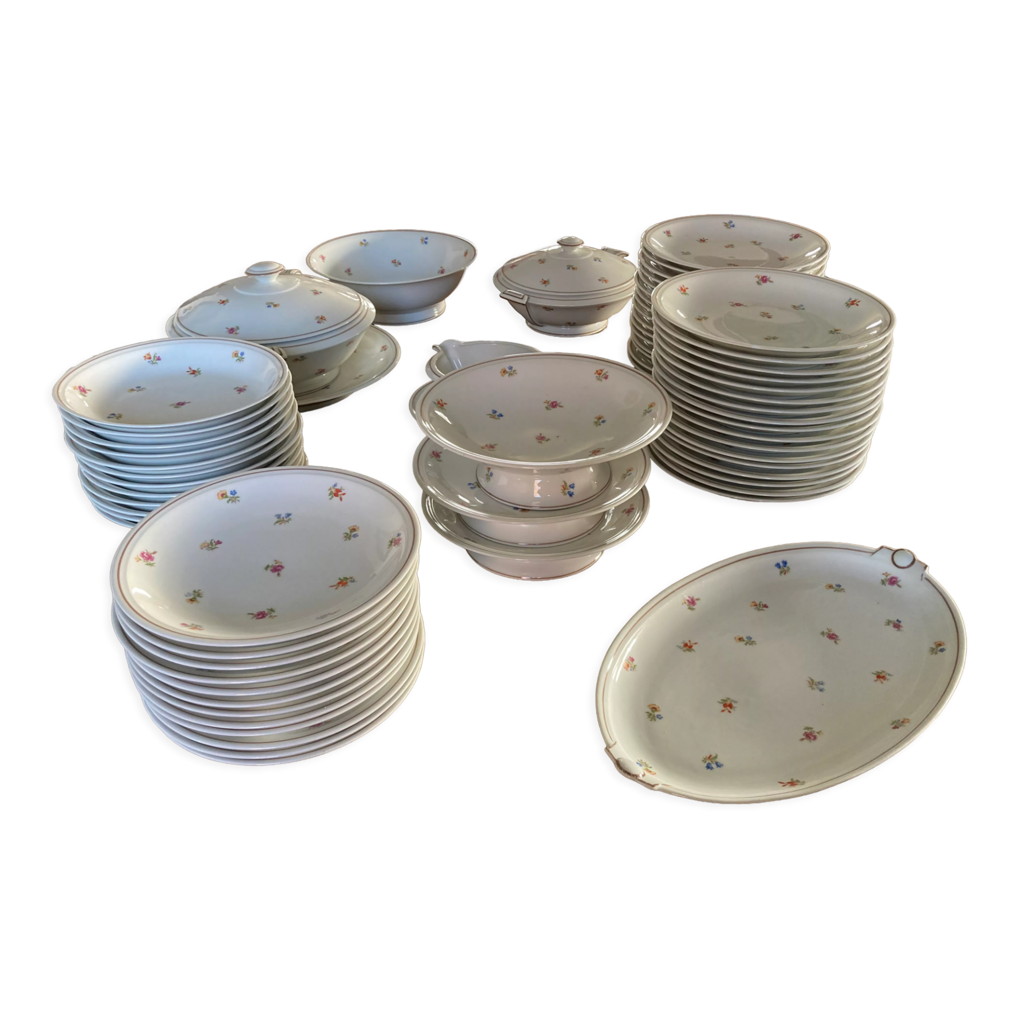 Limoges porcelain service with flowers