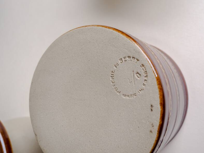 Brown glazed stoneware butter dish