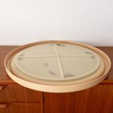 Large round mirror in pink beige plastic from the 70s