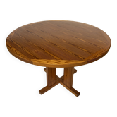 Table à manger ovale en pin, années 1970