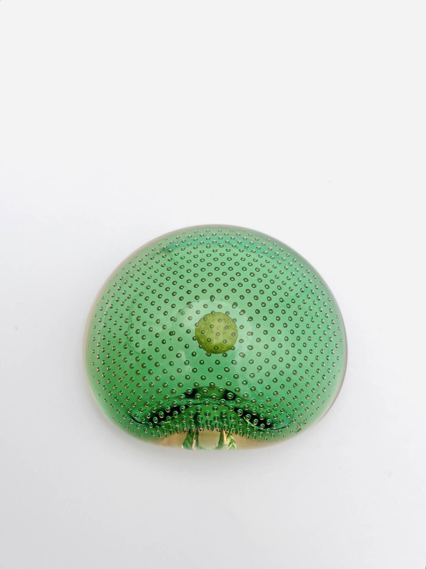 Miniature Vide-Poche Murano Sommerso Bullicante Green Pink Labelled 60s