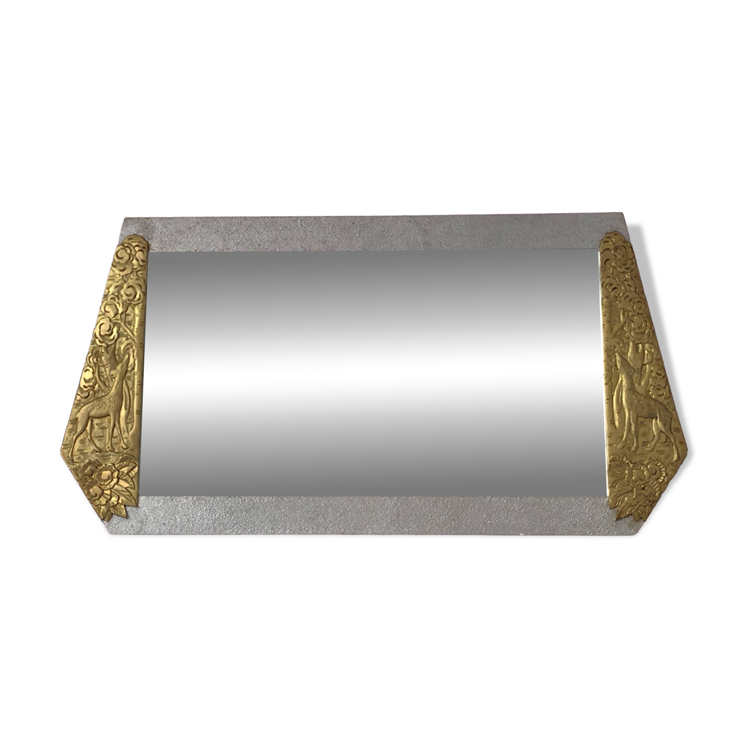 Art Deco wooden mirror with bevelled glass