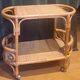 Rolling serving table rattan