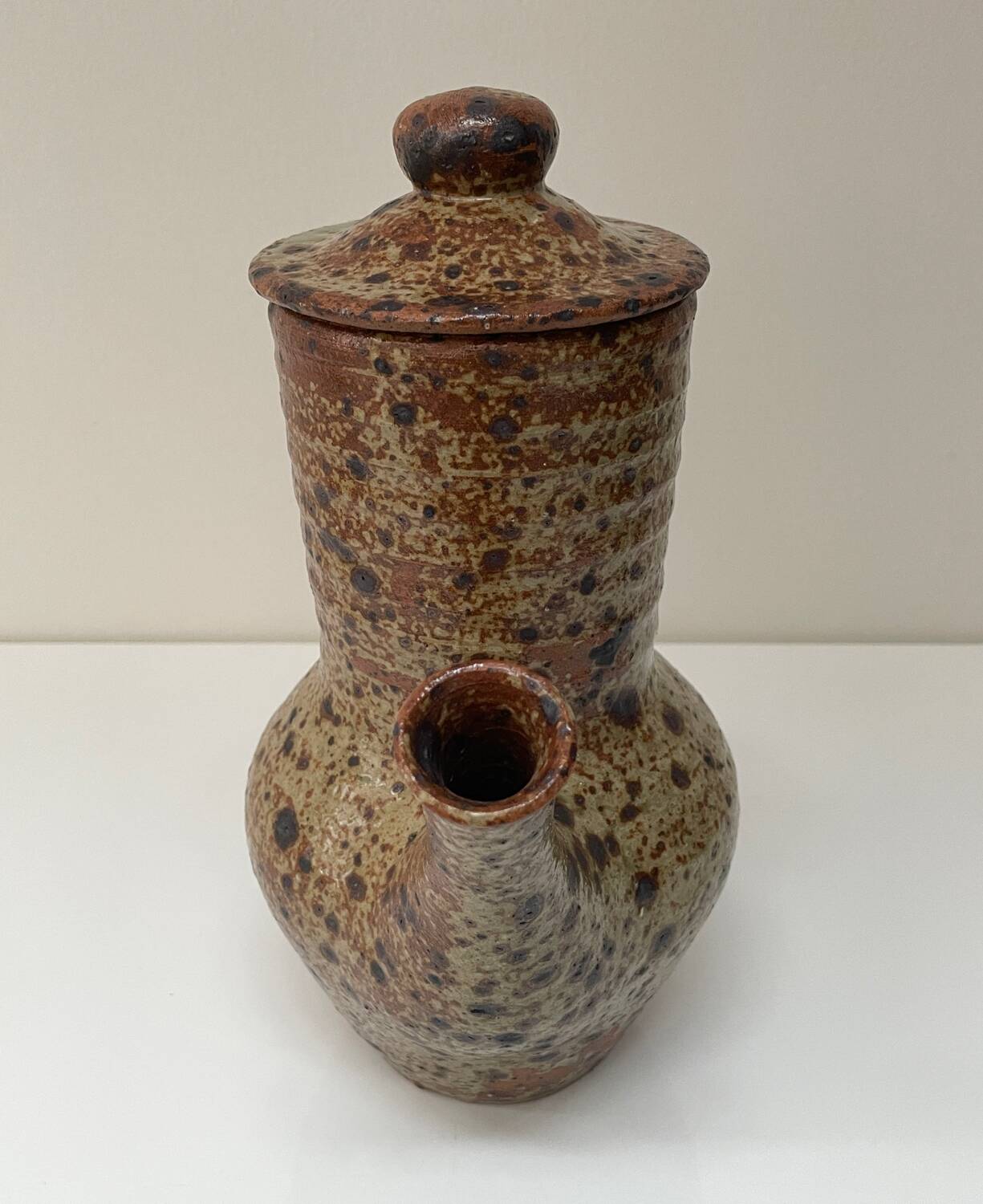 Large pyrite stoneware coffee pot, workshop work, 1970.