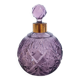 Lilac Hand Cut Crystal Glass And Brass Parfume Bottle, Italy