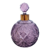 Flacon de parfum en cristal taillé à la main et laiton, couleur lilas, Italie