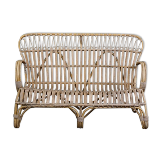 2-seater sofa Belse 8 in rattan Dutch Design 1950