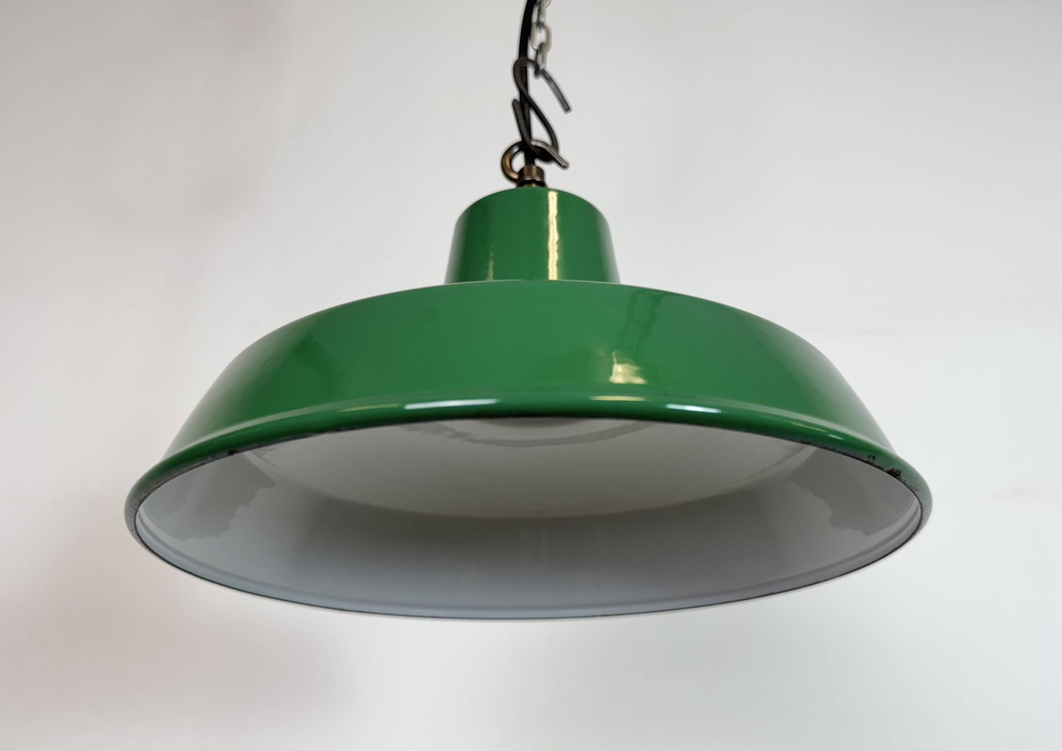 Industrial Green Enamel Factory Pendant Lamp , 1960s