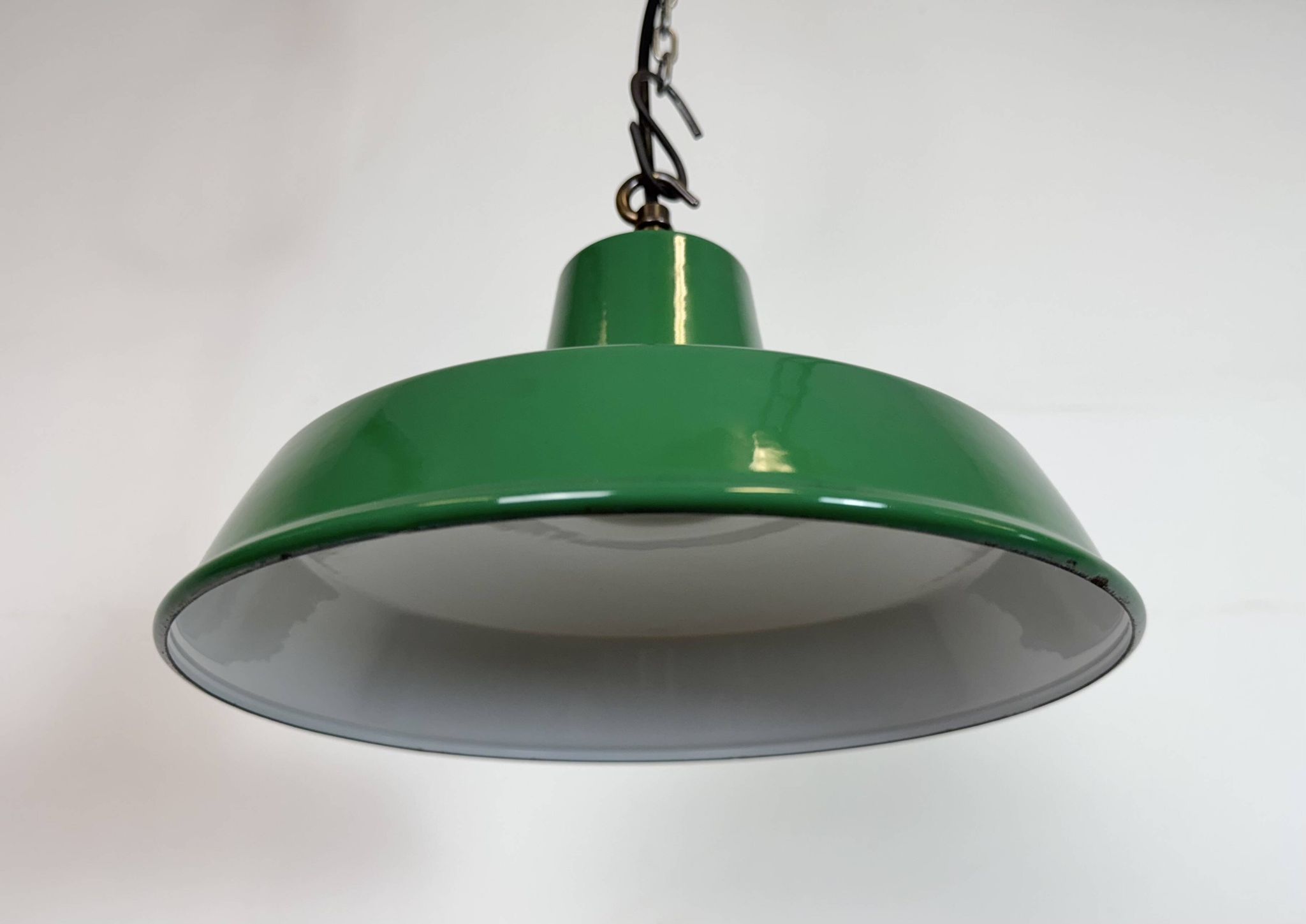 Industrial Green Enamel Factory Pendant Lamp , 1960s