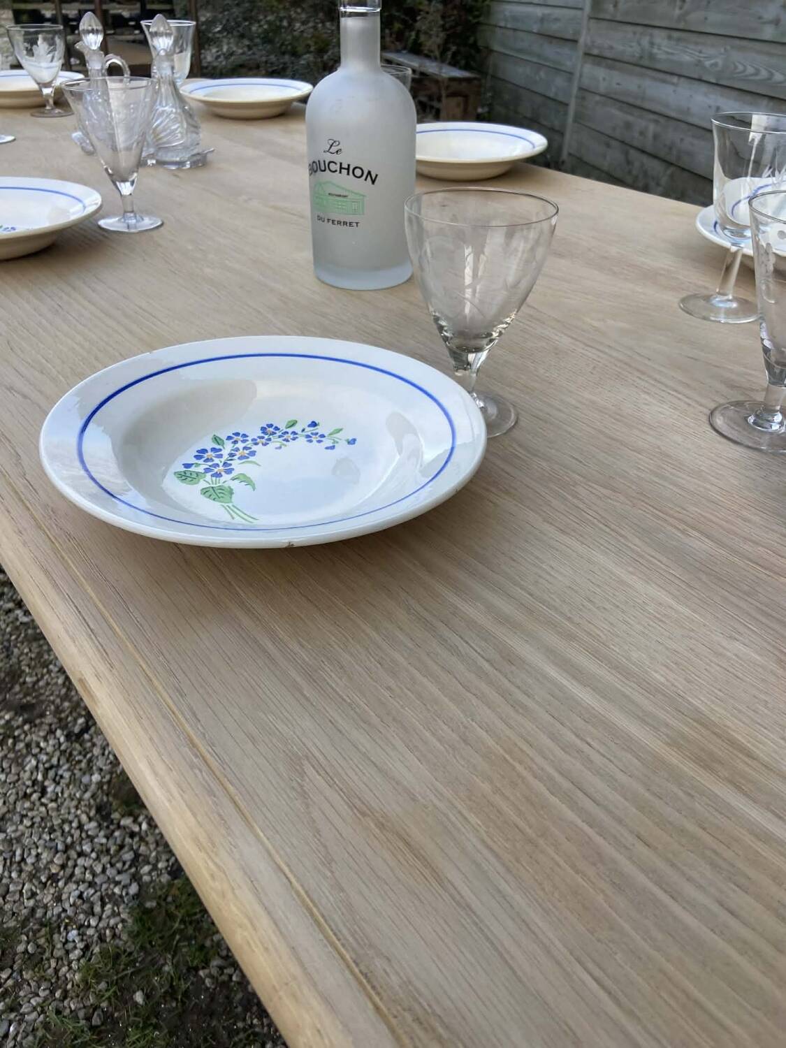 Raw wood dining table