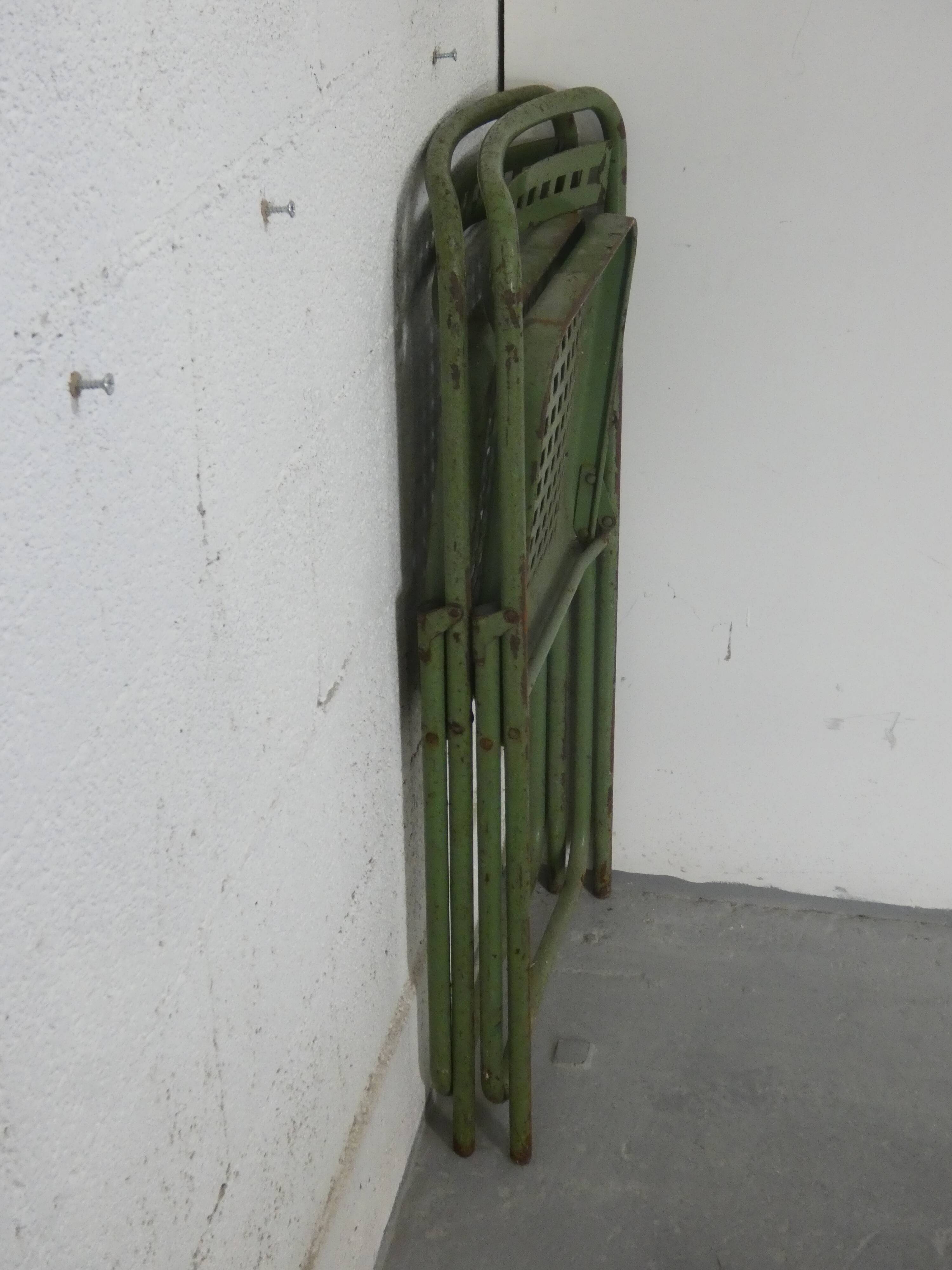 Pair of vintage metal folding chairs, 1960s