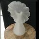 Vintage satin white glass vase with a wavy corolla