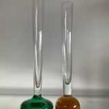 Pair of Bohemian crystal soliflore vases from the 70s and 80s