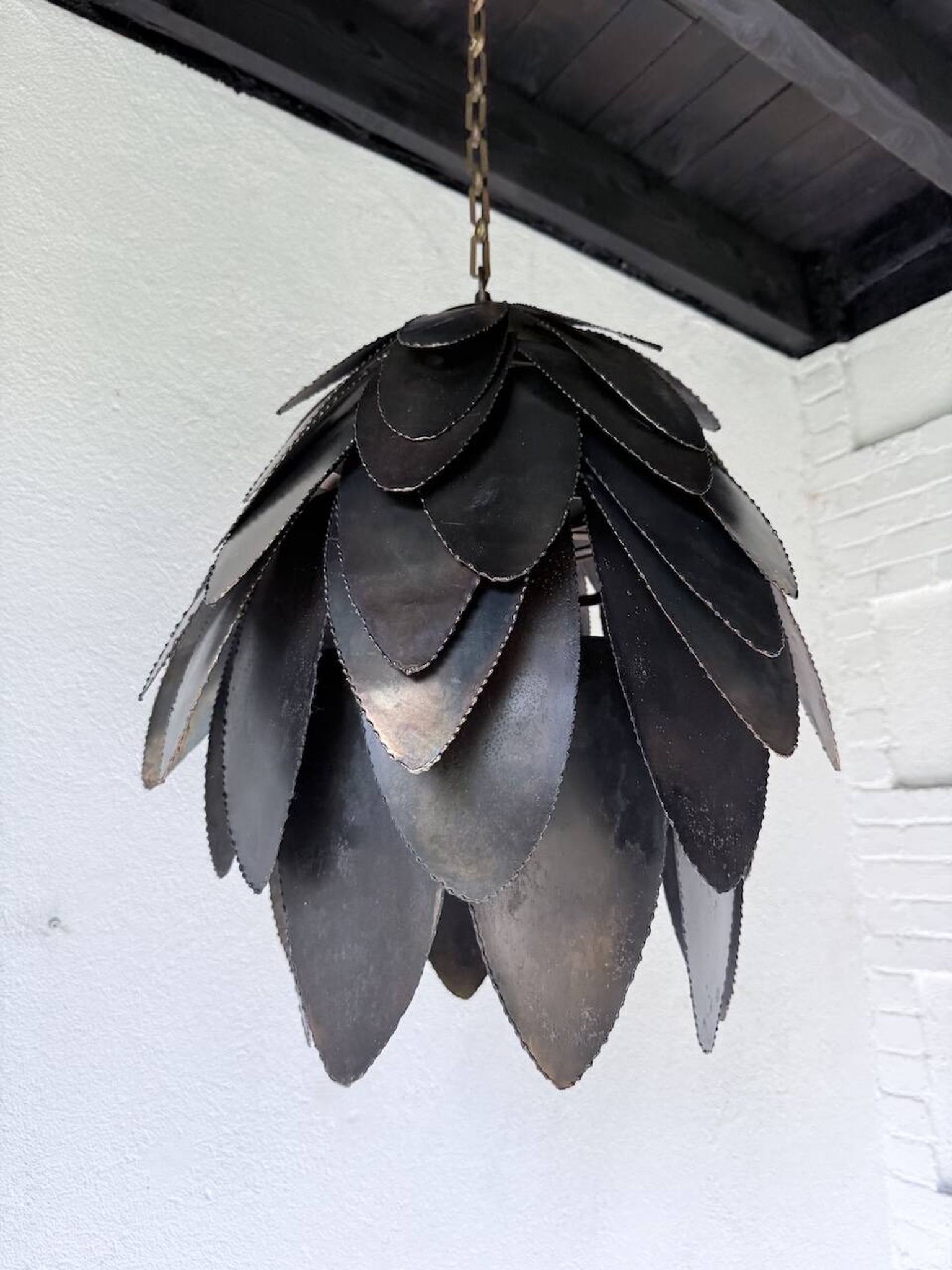 Brutalist suspension Jansen metal welded flower