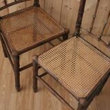 Pair of Napoleon III turned wood and cane chairs