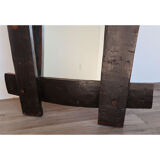 Brutalist vintage mirror in solid wood