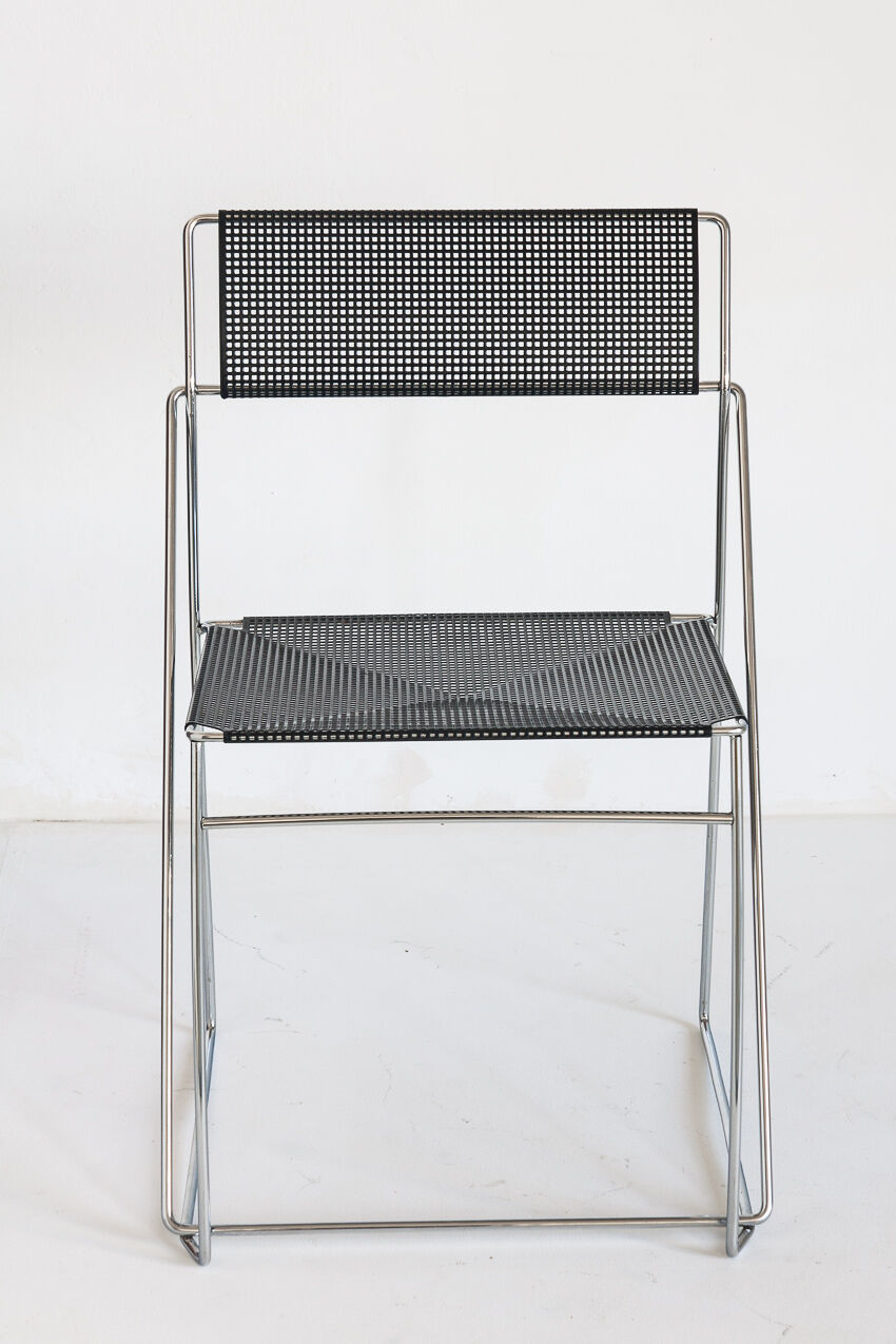 Vintage X-Line chair in enamelled and chromed metal by N.J. Haugesen for Bent Krogh